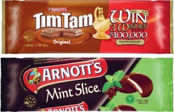 Coles Arnottu2019s Tim Tam or Mint Slice Chocolate Biscuits 160g-200g offer