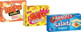 Coles Arnottu2019s Shapes Crackers 160g-190g or Salada Crispbread 250g offer