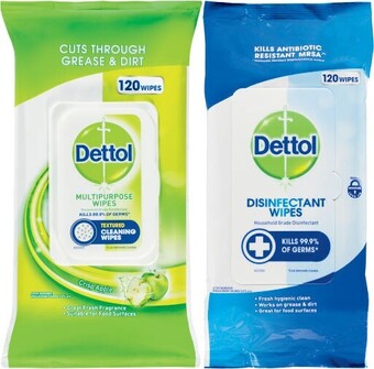 Coles Dettol Multipurpose Disinfectant Wipes 120 Pack offer