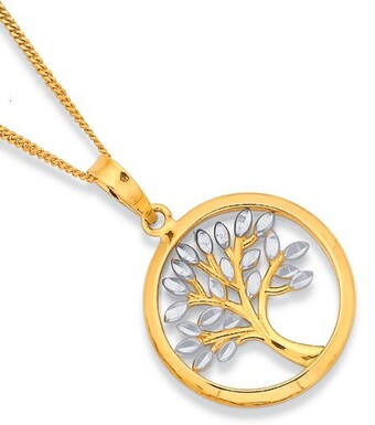 Prouds 9ct Gold Two Tone Tree of Life Circle Pendant offer