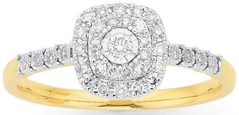 Prouds 9ct Gold Diamond Cushion Shape Ring offer