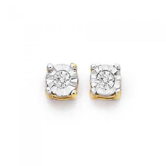 Prouds 9ct Gold Diamond Miracle Set Stud Earrings offer