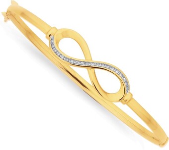 Prouds 9ct Gold Diamond Infinity Bangle offer