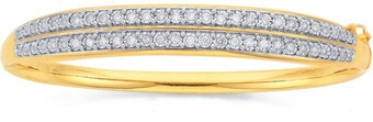 Prouds 9ct Gold Diamond Double Row Bangle offer