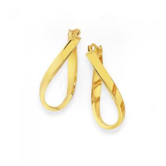 Prouds 9ct Gold Oval Wave Hoop Earrings offer