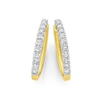 Angus & Coote 9ct Gold Diamond Huggie Earrings offer