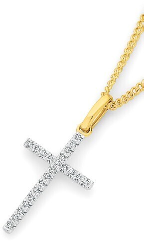 Angus & Coote 9ct Gold Diamond Cross Pendant offer