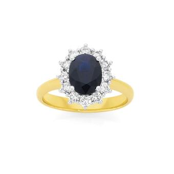 Angus & Coote 9ct Gold Sapphire & Diamond Royal Ring offer