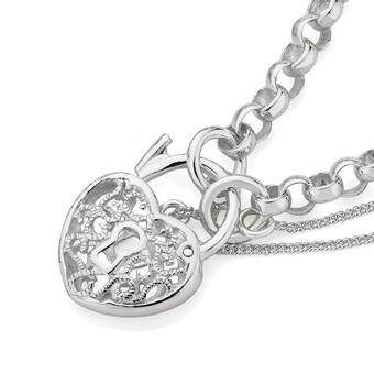 Angus & Coote Sterling Silver 19cm Belcher Padlock Bracelet offer