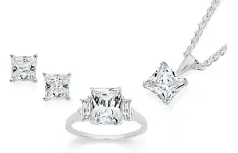 Angus & Coote Sterling Silver Cubic Zirconia Earrings, Ring & Pendant Set offer