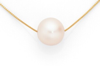 Goldmark 9ct Gold Cultured Freshwater Pearl Slider Pendant on a 9ct Gold Fine Box Chain offer