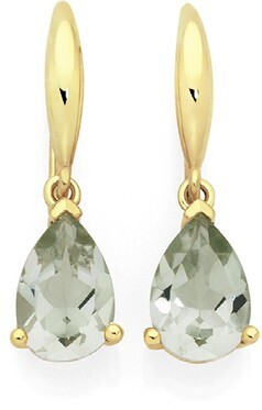 Goldmark 9ct Gold Green Amethyst Pear Shape Earrings offer