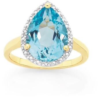 Goldmark Manhattan G Cocktail Ring Collection - 9ct Gold Sky Blue Topaz Pear Shape Ring offer