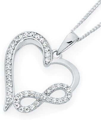 Goldmark Sterling Silver CZ Infinity & Open Heart Pendant offer