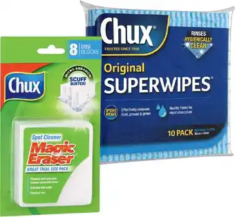 IGA Chux Original, Giant Superwipes or Magic Eraser Spot Cleaner 5-10 Pack offer