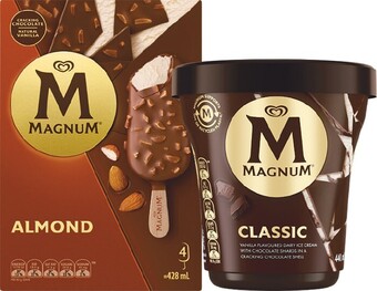 Woolworths Streets Magnum Classic or Luxe Sticks 360-428ml Pk 4/6 or Magnum Tubs 440ml offer