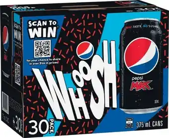 Woolworths Pepsi, Sunkist, Solo, Mountain Dew or Schweppes Soft Drink Cans 30 x 375ml offer