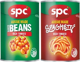 Woolworths SPC Baked Beans or Spaghetti 420-425g offer