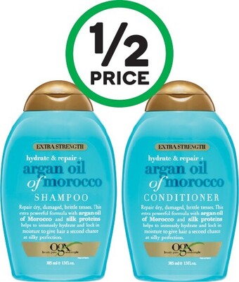 Woolworths OGX Extra Strength Shampoo or Conditioner 385ml offer