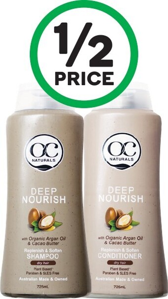 Woolworths OC Naturals Shampoo or Conditioner 725ml offer