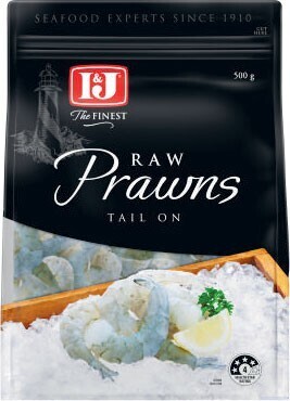 Coles I&J Raw Prawns Tail On or Off 500g offer