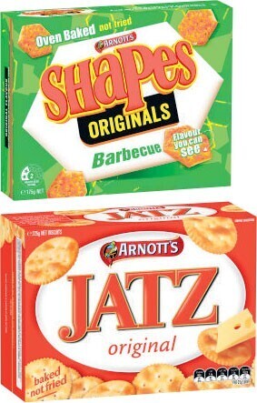 Coles Arnott’s Shapes or Jatz Crackers 160g-225g offer