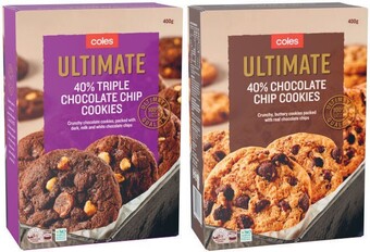 Coles Coles Ultimate 40% Chocolate Chip Cookies 400g offer