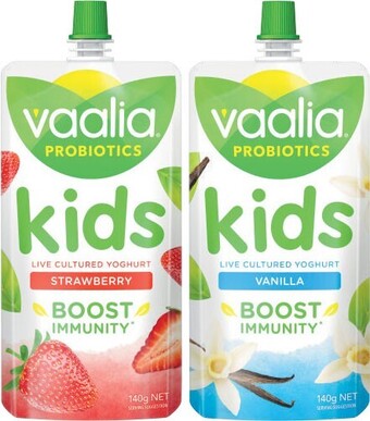 Coles Vaalia Kids Yoghurt Pouch 140g offer