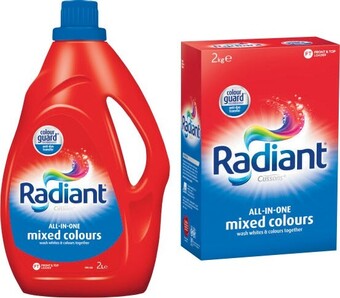 Coles Radiant Laundry Liquid 2 Litre or Powder 2kg offer