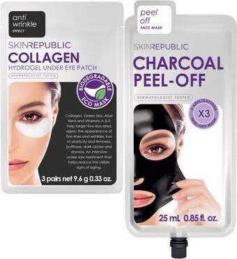 Coles Skin Republic Charcoal Mask or Collagen Hydrogel Under Eye Patch 3 Pack offer