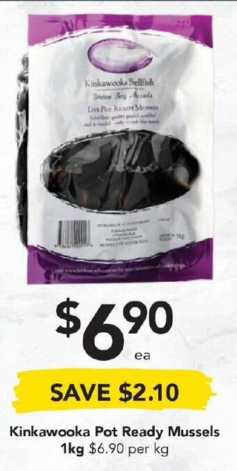 Kinkawooka Pot Ready Mussels 1kg