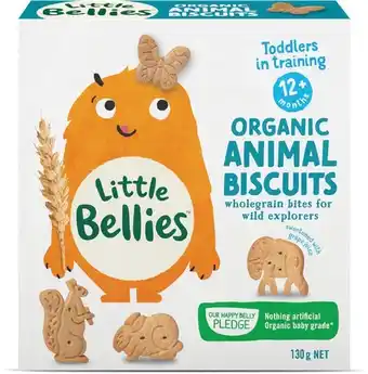 Coles Little Bellies Organic Animal Biscuits 12 Months+ 130g offer