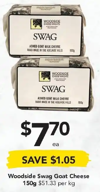 Woodside Swag Goat Cheese 150g