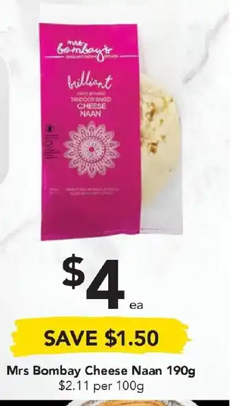 Mrs Bombay Cheese Naan 190g