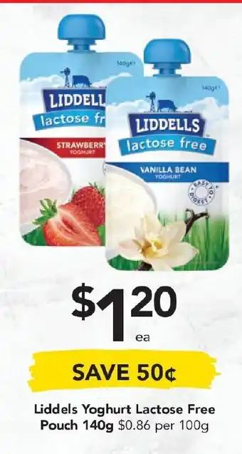 Drakes Liddels Yoghurt Lactose Free Pouch 140g offer