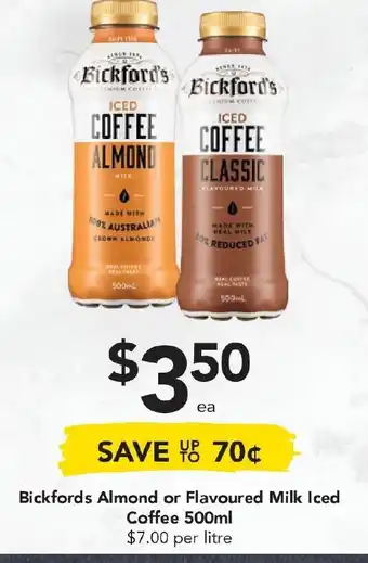 Bickfords Almond or Flavoured Milk Iced Coffee 500ml