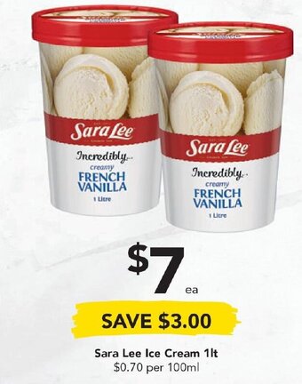 Drakes Sara Lee Ice Cream 1lt offer