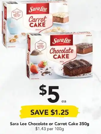 Drakes Sara Lee Chocolate or Carrot Cake 350g offer