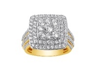 Bevilles Jewellery Brilliant Channel Halo Ring with 2.00ct of Diamonds in 9ct Yellow Gold - L offer