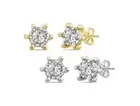Bevilles Jewellery Diamond Set Miracle Surround Stud Earring Set in 9ct Yellow Gold and 9ct White Gold offer