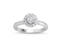 Bevilles Jewellery Love by Michelle Beville Halo Solitaire Ring with 0.65ct of Diamonds in 18ct White Gold - M offer