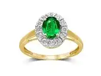 Bevilles Jewellery 9ct Yellow Gold Created Emerald & Diamond Ring - N offer