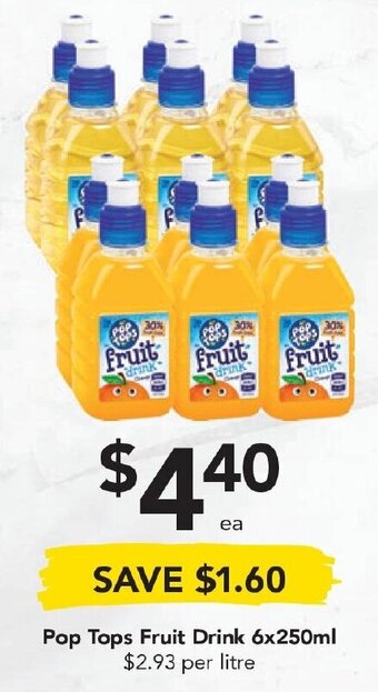 Drakes Pop Tops Fruit Drink 6x250ml offer