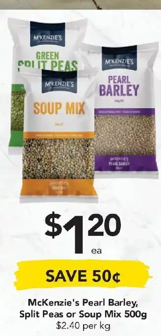 McKenzie's Pearl Barley, Split Peas or Soup Mix 500g