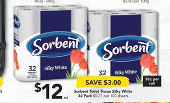 Drakes Sorbent Toilet Tissue Silky White 32 Pack offer