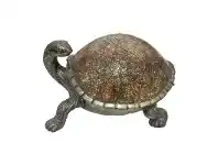 Tiffany Style Stained Glass Statue Table Lamp, Turtle Looking Backward