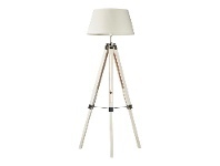 LivingStyles Surveyor Classic Timber Tripod Floor Lamp, White / Off White offer