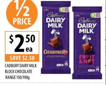 Supabarn Cadbury Dairy Milk Block Chocolate Range 150/190g offer