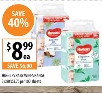 Supabarn Huggies Baby Wipes Range 3x80's offer