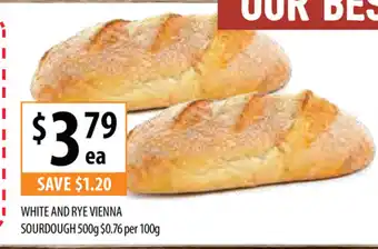White and Rye Vienna Sourdough 500g